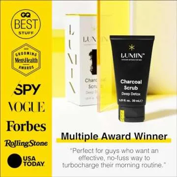 Lumin - Charcoal Scrub Deep Detox for Men - Face Cleanser for Men, Pre Shave Scrub, A charcoal face exfoliator that refreshes & rejuvenates the skin, Suitable for all skin types, 30ml, 1-Pack