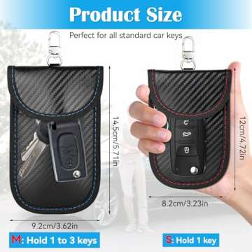 Hoiny 2 Pack Faraday Key Fob Protector, Premium Car RFID Signal Blocking Pouch, Secure Faraday Bag f...
