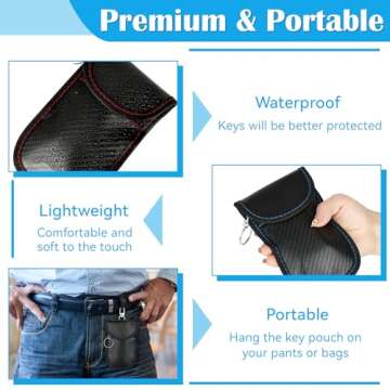 Hoiny 2 Pack Faraday Key Fob Protector, Premium Car RFID Signal Blocking Pouch, Secure Faraday Bag for Car Key Fob, Anti-Theft Case (Red+Blue, Small)