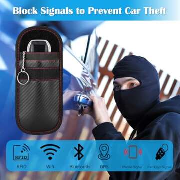 Hoiny 2 Pack Faraday Key Fob Protector, Premium Car RFID Signal Blocking Pouch, Secure Faraday Bag for Car Key Fob, Anti-Theft Case (Red+Blue, Small)