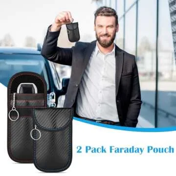 Hoiny 2 Pack Faraday Key Fob Protector, Premium Car RFID Signal Blocking Pouch, Secure Faraday Bag for Car Key Fob, Anti-Theft Case (Red+Blue, Small)