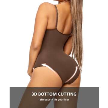 FeelinGirl Bodysuit Shapewear for Women Tummy Control Full Body Shaper Seamless Brown M-L