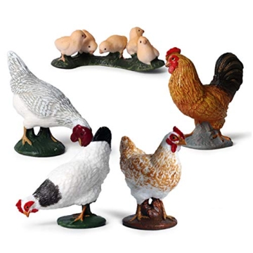Farm Animals Figurines, 5 Piece Simulated Farm Chicken Animal Toy Statue Realistic Chicken Farm Anim...