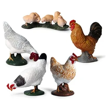 Farm Animals Figurines, 5 Piece Simulated Farm Chicken Animal Toy Statue Realistic Chicken Farm Anim...