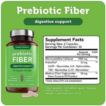 Vitamin Bounty Prebiotic Fiber Digestive Support with PreforPro® - Enhances Probiotic Effectiveness, Supports Digestive Health & Immune System, Relieves Gut Discomfort - 60 Capsules