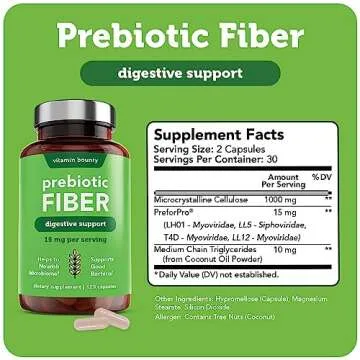 Vitamin Bounty Prebiotic Fiber Digestive Support with PreforPro® - Enhances Probiotic Effectiveness, Supports Digestive Health & Immune System, Relieves Gut Discomfort - 60 Capsules