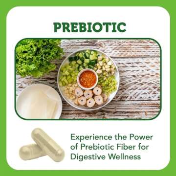 Vitamin Bounty Prebiotic Fiber Digestive Support with PreforPro® - Enhances Probiotic Effectiveness, Supports Digestive Health & Immune System, Relieves Gut Discomfort - 60 Capsules