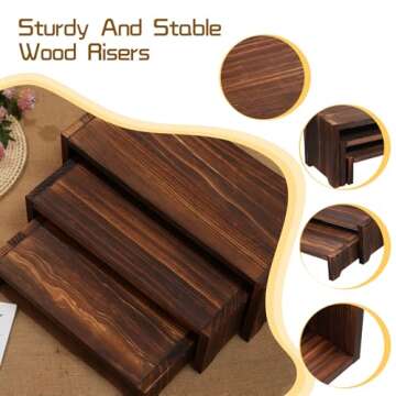 Infankey 3 Tier Cupcake Stand & Wood Display Risers,for Food Desserts Stand Perfume Organizer Funko ...