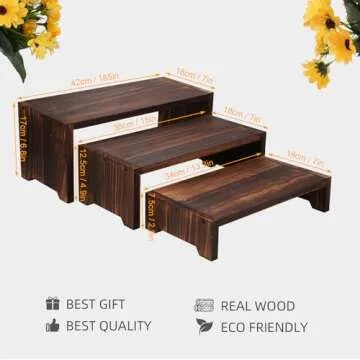 Infankey 3 Tier Cupcake Stand & Wood Display Risers,for Food Desserts Stand Perfume Organizer Funko POP Collections, Display Stand for Organizer and Decoration