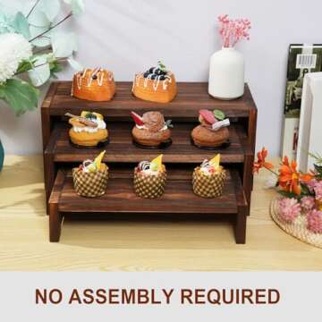 Infankey 3 Tier Cupcake Stand & Wood Display Risers,for Food Desserts Stand Perfume Organizer Funko POP Collections, Display Stand for Organizer and Decoration