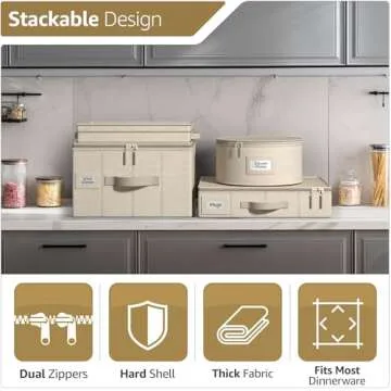 Sorbus China Storage Containers Hard Shell - Glass & Dish Storage Containers for Transport, Moving, Party - 5 Pc. Stackable Plate Storage Set for Dinnerware, Mugs, Cups - Felt Plate Protector included