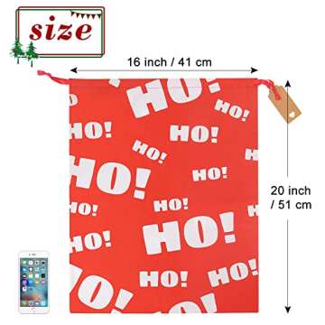 HRX Package Fabric Drawstring Gift Bags 20x16 inch, 100% Cotton 3pcs Reusable Christmas Wrapping Sac...
