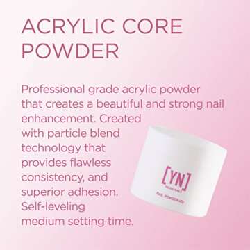 Young Nails Acrylic Core Powder - Self-Leveling Acrylic Nail Powder, Clear Nude Pink White Acrylic P...