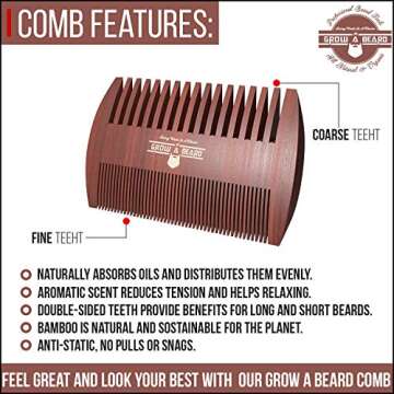 Beard Brush For Men & Beard Comb Set w/Mustache Scissors Grooming Kit, Natural Boar Bristle Brush, Dual Action Wood Comb, And Travel Bag Great For Christmas Gift (Brown)