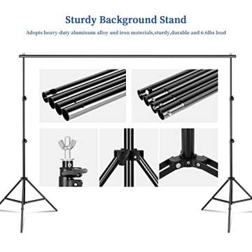 Kshioe Backdrop Stand 2x3m/6.5x9.8ft Photo Video Studio Adjustable Background Support System with Ca...