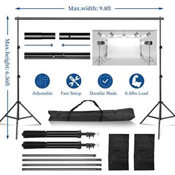 Kshioe Adjustable Backdrop Stand Kit for Photography