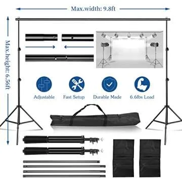 Kshioe Adjustable Backdrop Stand Kit for Photography