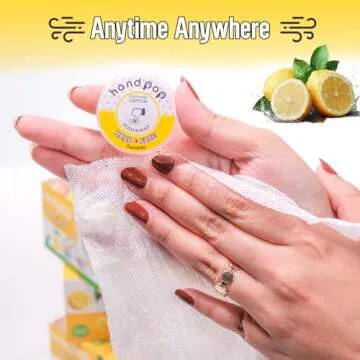 Hand Pop Lemon Scented Wipes - 24 Pack of Travel Size Wet Towelettes, Alcohol-Free, Wipes for Skin Hydration, Convenient, Eco-Friendly, Refreshing, Fits in Gym Bag, Purse, Pocket, or Luggage