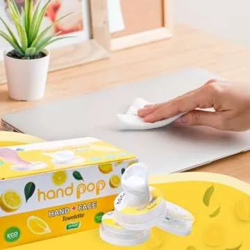 Hand Pop Lemon Scented Wipes - 24 Pack of Travel Size Wet Towelettes, Alcohol-Free, Wipes for Skin Hydration, Convenient, Eco-Friendly, Refreshing, Fits in Gym Bag, Purse, Pocket, or Luggage