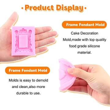 RFGHAC Picture Frames Silicone Mold Photo Frame Fondant Molds Baroque Style Curlicues Scroll Frame M...