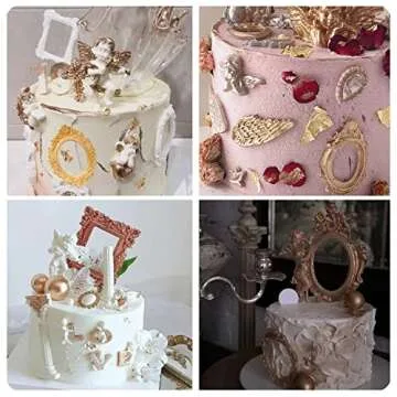 RFGHAC Picture Frames Silicone Mold Photo Frame Fondant Molds Baroque Style Curlicues Scroll Frame Mold For Cupcake Topper Cake Decoration Chocolate Candy Polymer Clay Gum Paste Set Of 4