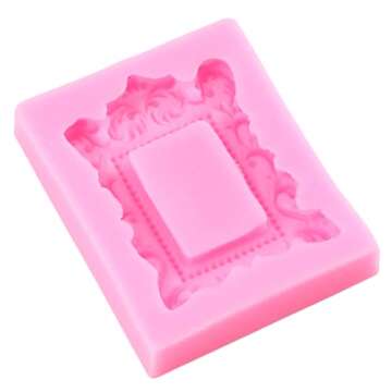 RFGHAC Picture Frames Silicone Mold Photo Frame Fondant Molds Baroque Style Curlicues Scroll Frame Mold For Cupcake Topper Cake Decoration Chocolate Candy Polymer Clay Gum Paste Set Of 4