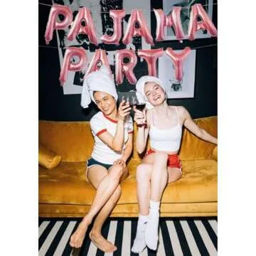 LaVenty Set of 11 Rose Gold PAJAMA PARTY Balloons PAJAMA PARTY Banner Pajama Party Decor Slumber Party Spa Party Balloons