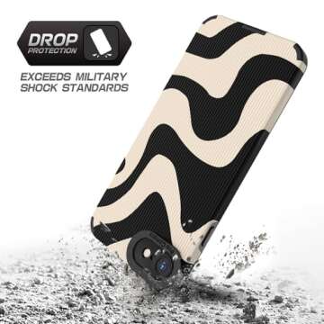 Tingicase Compatible with iPhone 8 & iPhone 7 Cute Wave Pattern Case for Women Girls,Soft TPU Anti-Bump Phone Case Zebra Pattern Design Silicone Case for iPhone 8/7 - White