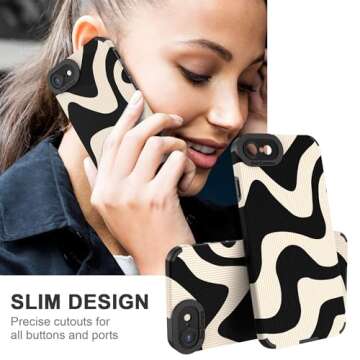 Tingicase Compatible with iPhone 8 & iPhone 7 Cute Wave Pattern Case for Women Girls,Soft TPU Anti-Bump Phone Case Zebra Pattern Design Silicone Case for iPhone 8/7 - White