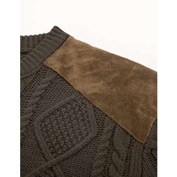 Men's Military Commando Sweater Fisherman Cable Crewneck Sweater Chunky Twisted Knitted Pullover Tops for Outdoor Coffee