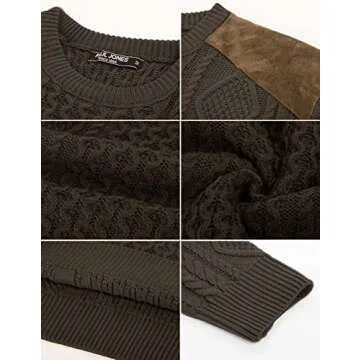 Men's Military Commando Sweater Fisherman Cable Crewneck Sweater Chunky Twisted Knitted Pullover Tops for Outdoor Coffee