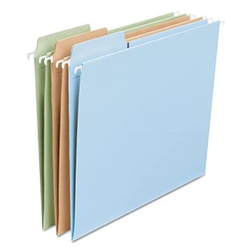 Smead FasTab Hanging File Folder, 1/3-Cut Built-in Tab, Letter Size, Assorted Pastel Colors, 18 per ...