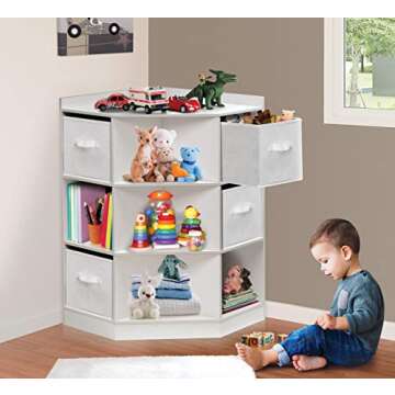 Badger Basket Corner Cubby Storage Unit with 4 Baskets – Space-Saving Organizer for Toys, Books, B...