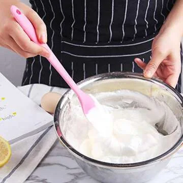 Fyess 6Pcs Silicone Spatula Set, Heat-resistant Non-stick Flexible Spatula Rubber Butter Cake Cream Spatulas Easy-to-clean Seamless a piece Design Scraper Brush Spoon for Cooking Baking (6 Colors)