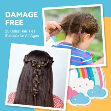 HOYOLS 2500 pcs Colorful Elastic Hair Rubber Bands, Small Hair Ties Accessories No Pull No Damage Stretch Holder for Girls Women TPU (25 Mixed Multi Hue)