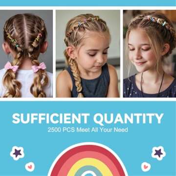 HOYOLS 2500 pcs Colorful Elastic Hair Rubber Bands, Small Hair Ties Accessories No Pull No Damage Stretch Holder for Girls Women TPU (25 Mixed Multi Hue)