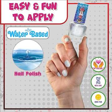 Townley Girl - Disney Minnie Mouse Non-Toxic Peel-Off Water-Based Safe Nail Polish Set with Nail Dry...