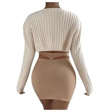 GORGLITTER Women's Shrugs Knit Bolero Sweater Cropped Cardigan Long Sleeve Shoulder Sweater Apricot Medium