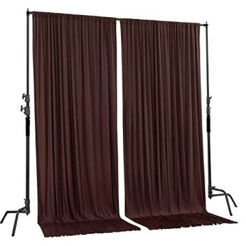 AK TRADING CO. 10 feet x 10 feet Brown IFR Polyester Backdrop Drapes Curtains Panels with Rod Pocket...