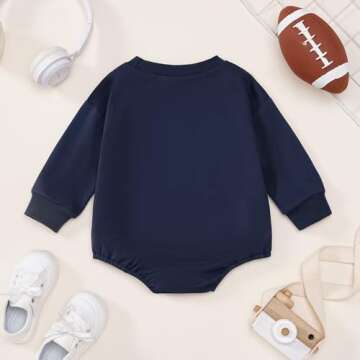 ADXSUN Baby Boy Half Birthday Outfit Half Way to the One Yard Line Bubble Romper Football 1/2 Birthday Clothes