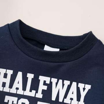 ADXSUN Baby Boy Half Birthday Outfit Half Way to the One Yard Line Bubble Romper Football 1/2 Birthday Clothes