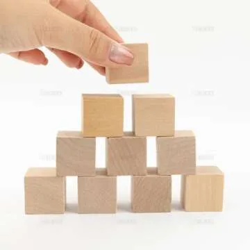 AUEAR 20 Pack Natural Solid Wooden Cubes for Crafts