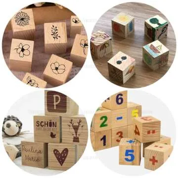 AUEAR 20 Pack Natural Solid Wooden Cubes for Crafts