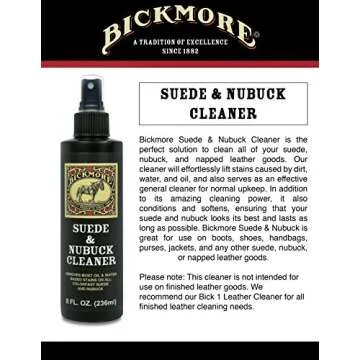Bickmore Suede & Nubuck Cleaner - Remove Water Dirt Oil Stains From Shoes Boots Purses Handbags & More 8 fl oz