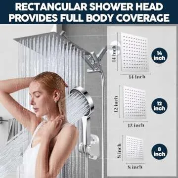 Shower Head,8”Rain Shower Head with Handheld Spray Combo with 11'' Angle Adjustable Extension Arm/Flow Regulator/Shower System,High Pressure Rainfall Shower Head Bathroom,Chrome