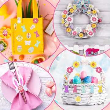 JUNEBRUSHS 260Pcs Easter Wooden Buttons 2 Holes Flowers Butterflies Crosses Chicks Carrots Bunny Wood Sewing Buttons for Easter Decorative DIY Sewing Crafts Handmade Projects