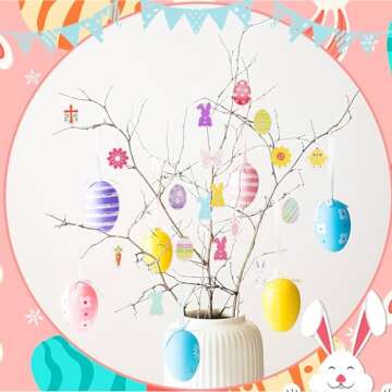 JUNEBRUSHS 260Pcs Easter Wooden Buttons 2 Holes Flowers Butterflies Crosses Chicks Carrots Bunny Wood Sewing Buttons for Easter Decorative DIY Sewing Crafts Handmade Projects