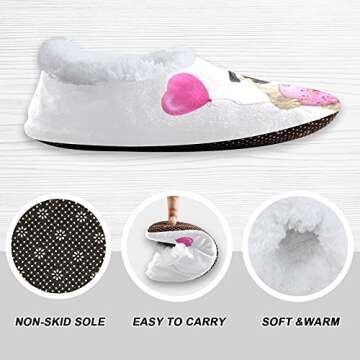 Naanle Unicorn Pug Dog Women's Memory Foam Comfy Warm Home Slippers with Anti-Slip Sole