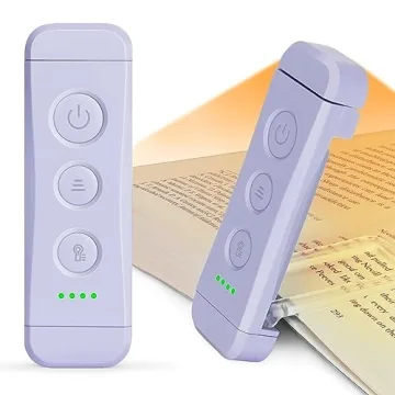 Glocusent USB Rechargeable Book Light for Reading in Bed, Portable Clip-on LED Reading Light, 3 Ambe...