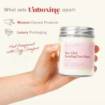 Hug in a Jar - Thoughtful Gift Candle for Women, Sweet Fig & Grapefruit Scent, Long-Lasting Soy Wax ...